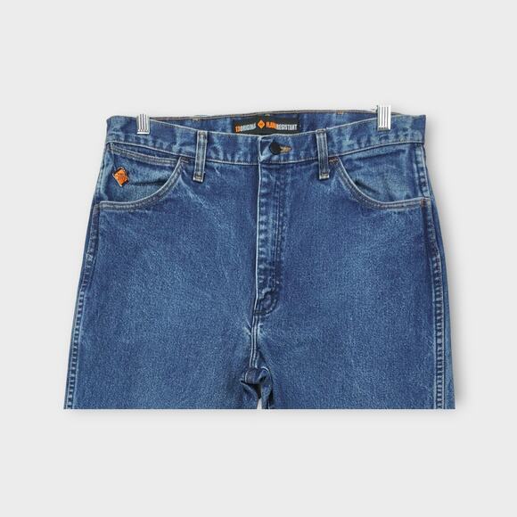 Mens Wrangler 13 original Flame Resistant Insect Shield Blue Jeans Size 34x36 - Picture 3 of 6